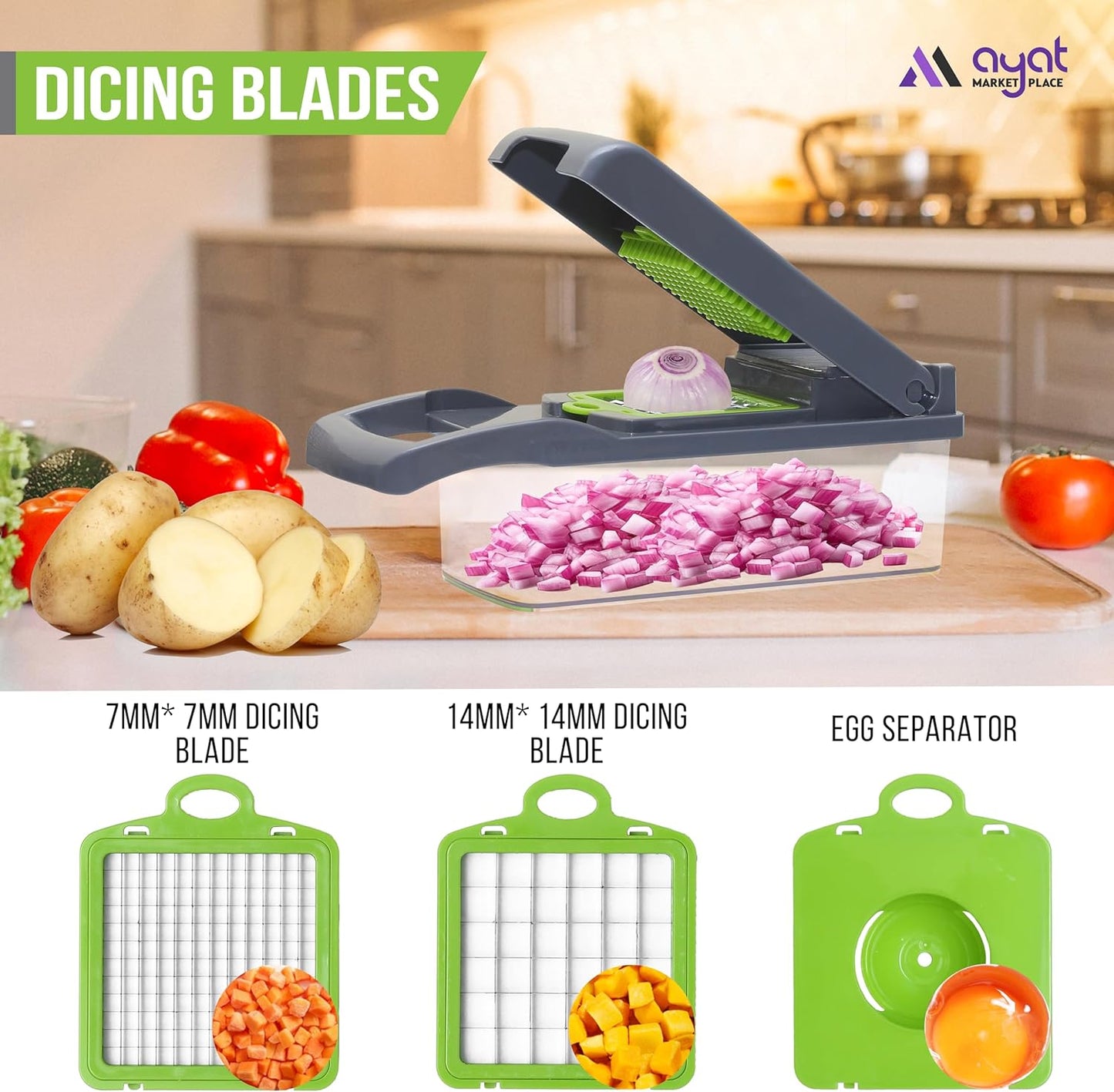 Fullstar Premium Stainless Steel Vegetable Chopper (14 in 1)