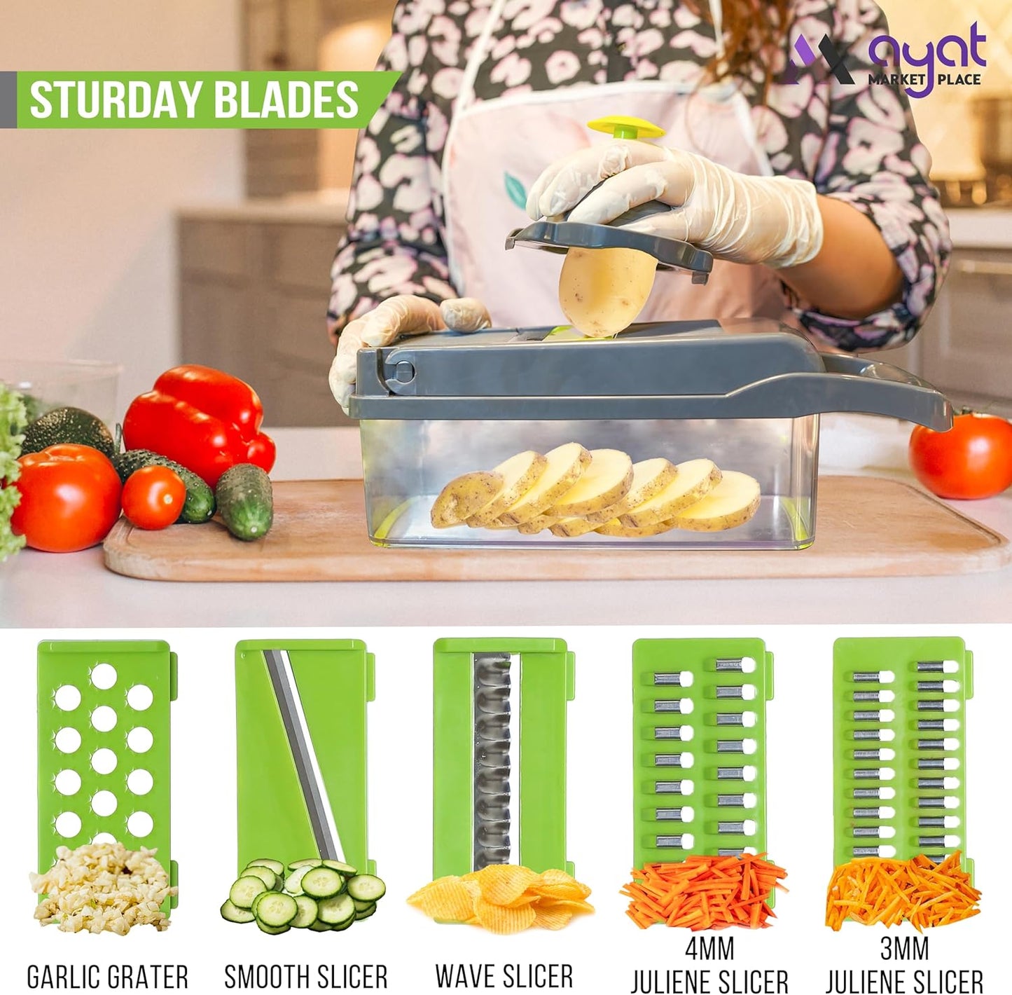 Fullstar Premium Stainless Steel Vegetable Chopper (14 in 1)