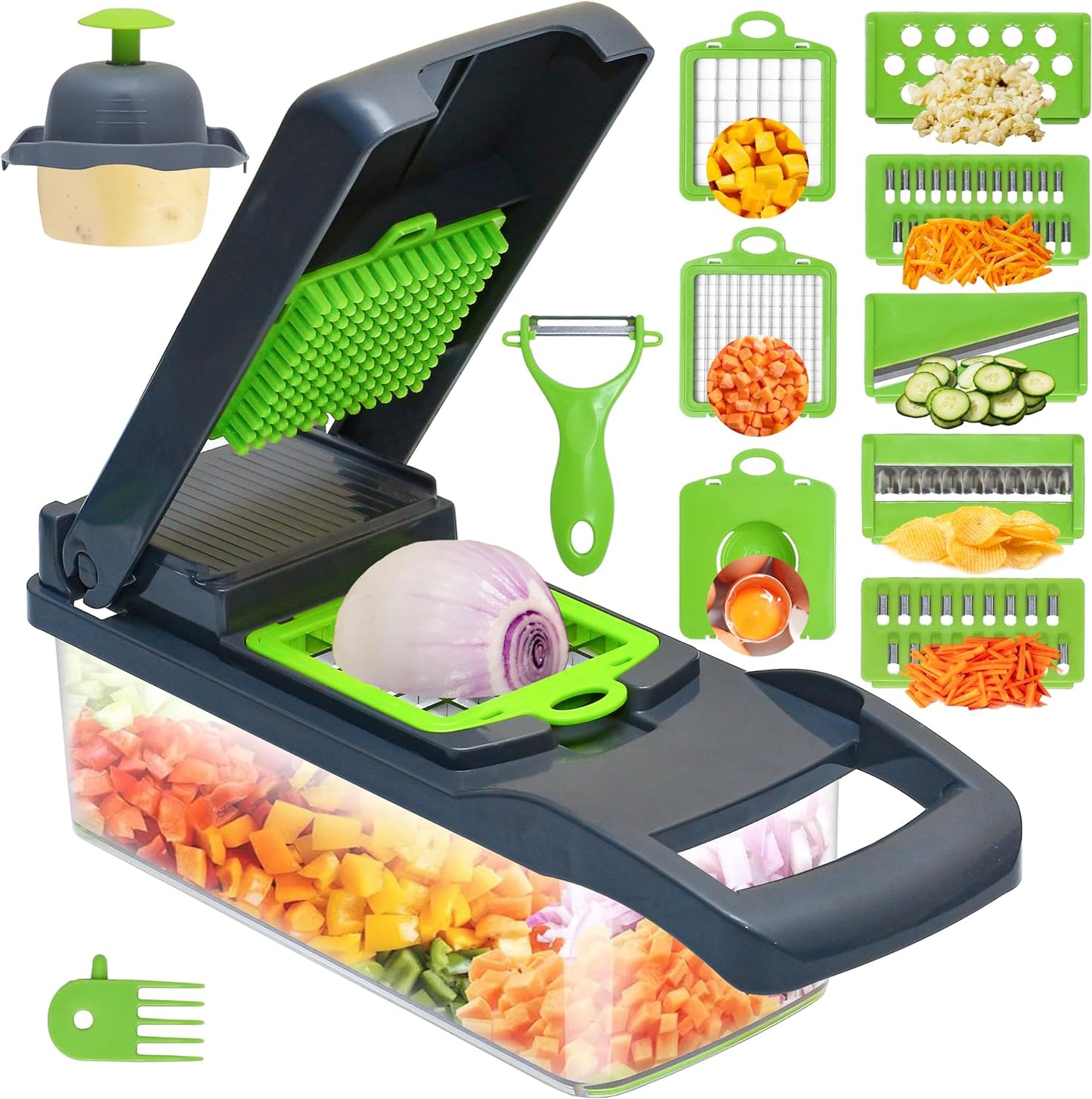 Fullstar Premium Stainless Steel Vegetable Chopper (14 in 1)