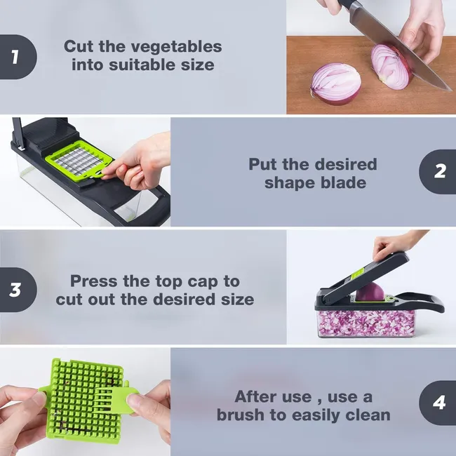 Fullstar Premium Stainless Steel Vegetable Chopper (14 in 1)